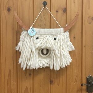BO-HO HIGH LAND COW WHITE YARN HANGING COW. NEW WITH TAGS